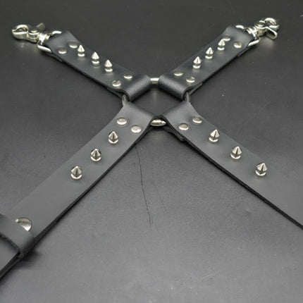 FL101SPK-S 1/2" SPIKE  THIGH HARNESS GARTER GENUINE LEATHER