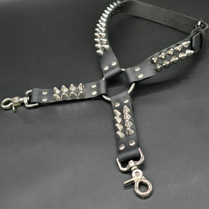 FL102UK77  STUDDED THIGH HARNESS GARTER GENUINE LEATHER