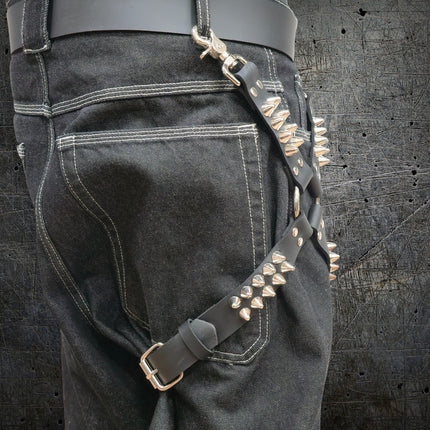 FL102UK77  STUDDED THIGH HARNESS GARTER GENUINE LEATHER