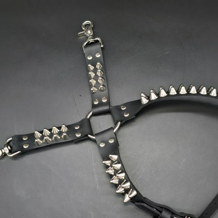 FL102UK77  STUDDED THIGH HARNESS GARTER GENUINE LEATHER