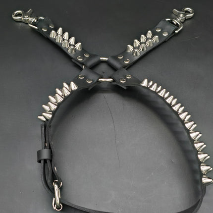 FL102UK77  STUDDED THIGH HARNESS GARTER GENUINE LEATHER