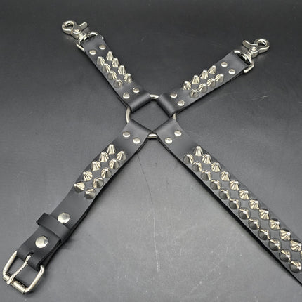 FL102UK77  STUDDED THIGH HARNESS GARTER GENUINE LEATHER