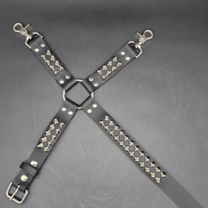 FL102UK77  STUDDED THIGH HARNESS GARTER GENUINE LEATHER