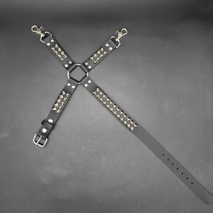 FL102UK77  STUDDED THIGH HARNESS GARTER GENUINE LEATHER