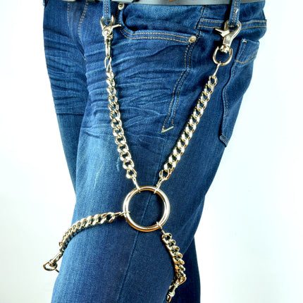FL114 1 RING DIAMOND CUT CHAIN LEG HARNESS