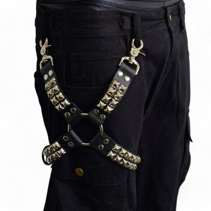 FL150  STUDDED LEG HARNESS GENUINE LEATHER