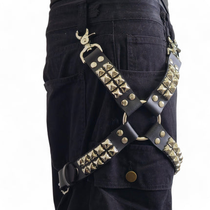 FL150  STUDDED LEG HARNESS GENUINE LEATHER
