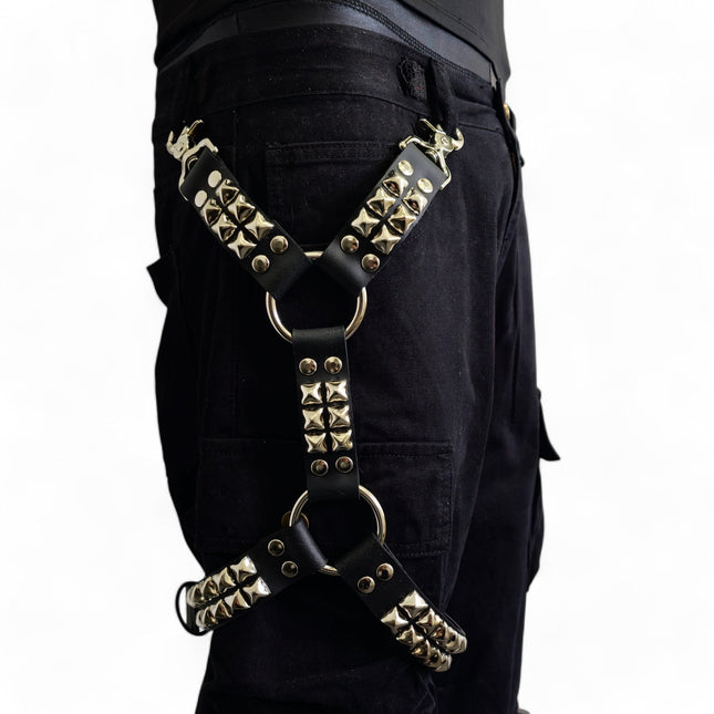 FL152  STUDDED LEG HARNESS GENUINE LEATHER