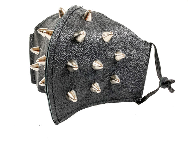 FM205LEA SPIKED LEATHER BLACK FACE MASK