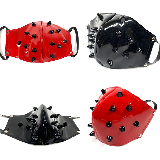 FM205P-BS BLACK SPIKES PATENT FACE MASK