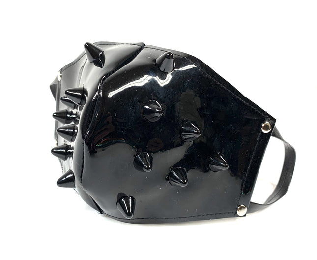 FM205P-BS BLACK SPIKES PATENT FACE MASK