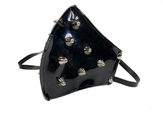 FM205P SILVER SPIKES PATENT FACE MASK