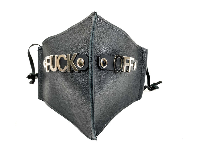 FM207LEA-FO FUCK OFF LEATHER BLACK FACE MASK