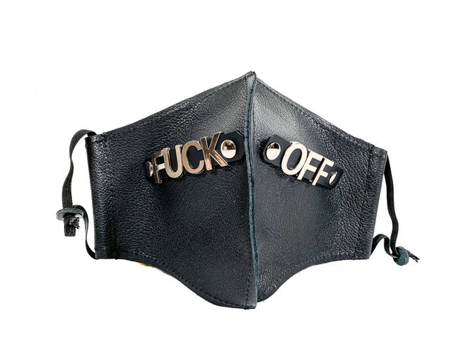 FM207LEA-FO FUCK OFF LEATHER BLACK FACE MASK