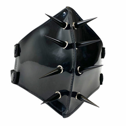 FM231 PATENT BLACK PIN SPIKE FACE MASK