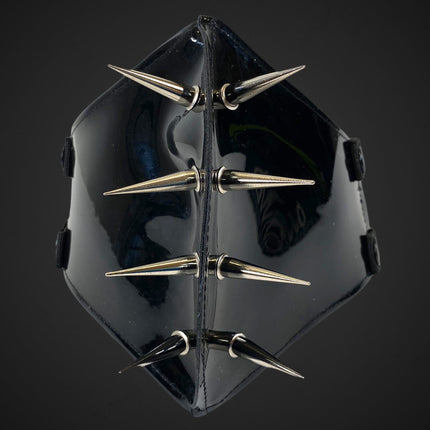 FM231 PATENT BLACK PIN SPIKE FACE MASK