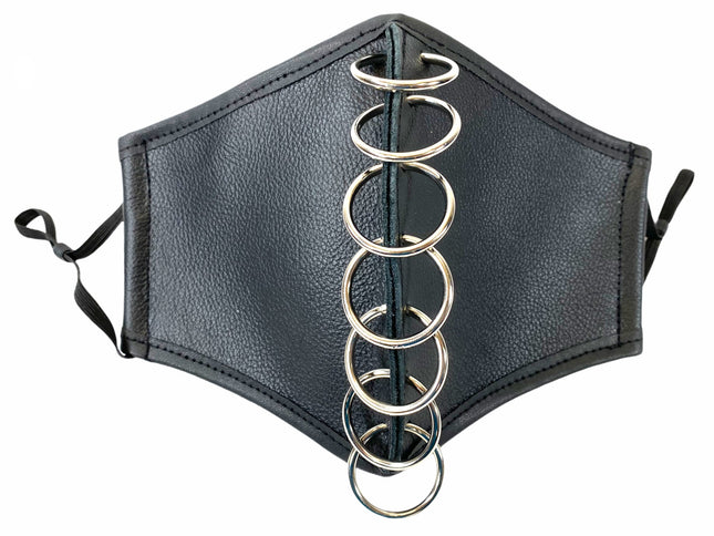 FM266LEATHER PREMIUM COACH PEBBLED BIKERS COWHIDE LEATHER PIERCED RING