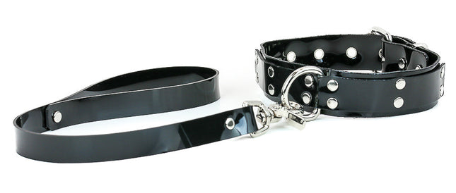 FMC104VN D RING RIVETED VINYL COLLAR WITH LEASH