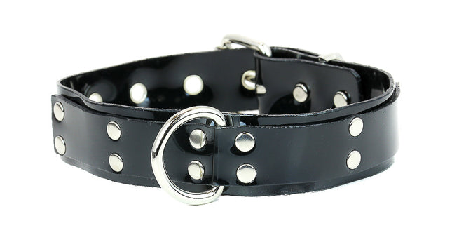FMC104VN-BLK VEGAN LEATHER 1 1/4" COLLAR WITH LARGE D