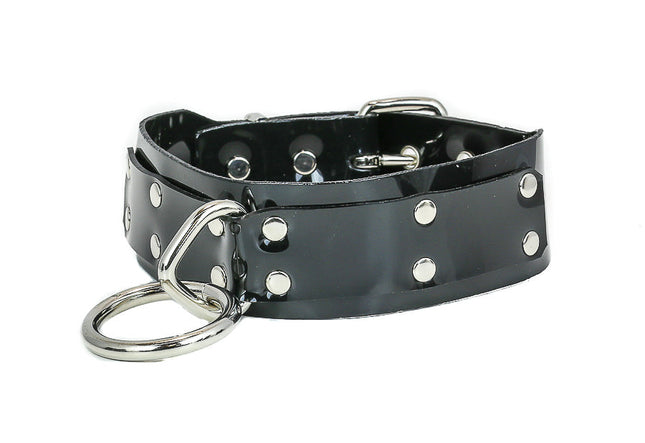 FMC109VN-BLK PVC 1 3/4" BONDAGE COLLAR WITH LARGE RING