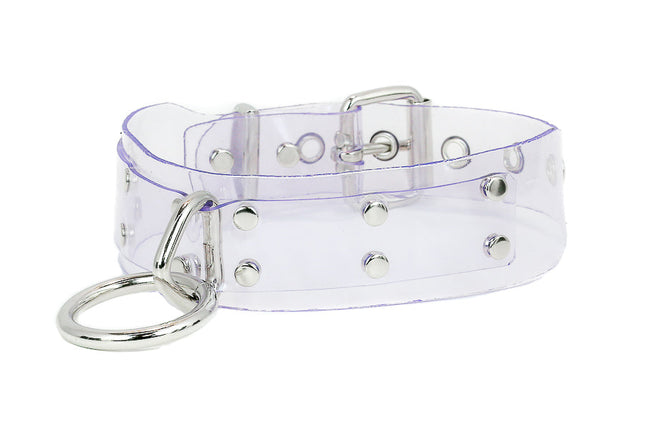 FMC109VN-CLR PVC 1 3/4" BONDAGE COLLAR WITH LARGE RING