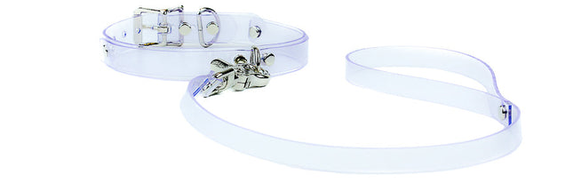 FMC111VN-CLR-LS 3/4" COLLAR WITH LARGE D RING WITH LEASH