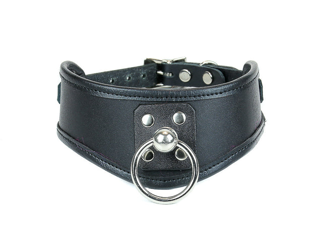 FMC115L LEATHER TRIM -O- RING CHOKER