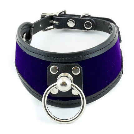 FMC115VEL LEATHER TRIM VELVET -O- RING CHOKER