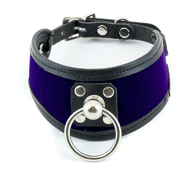 FMC115VEL LEATHER TRIM VELVET -O- RING CHOKER