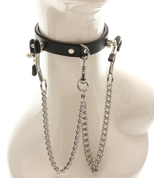 FMC123LEATHER-BS BONDAGE COLLAR WITH D RING