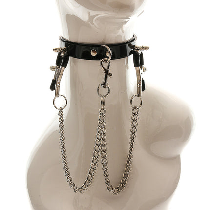 FMC123VN-BLK-BS PVC BONDAGE COLLAR WITHÂ D RING