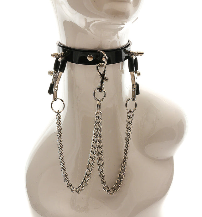 FMC123VN-BLK-BS PVC BONDAGE COLLAR WITHÂ D RING