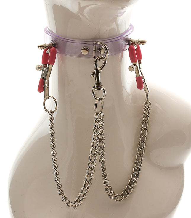 FMC123VN-CLR-PS PVC 3/4" BONDAGE COLLAR WITH D RING