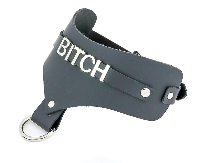 FMC130LEATHER POSTURE COLLAR STEEL LETTER WORDS ID NAME CHOKER
