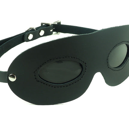 FME102VN-BLK   LEATHER BLINDFOLD GENUINE LEATHER WITH  BUCKLE BACK