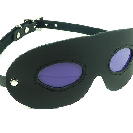 FME102VN-BLK   LEATHER BLINDFOLD GENUINE LEATHER WITH  BUCKLE BACK