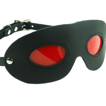 FME102VN-BLK   LEATHER BLINDFOLD GENUINE LEATHER WITH  BUCKLE BACK