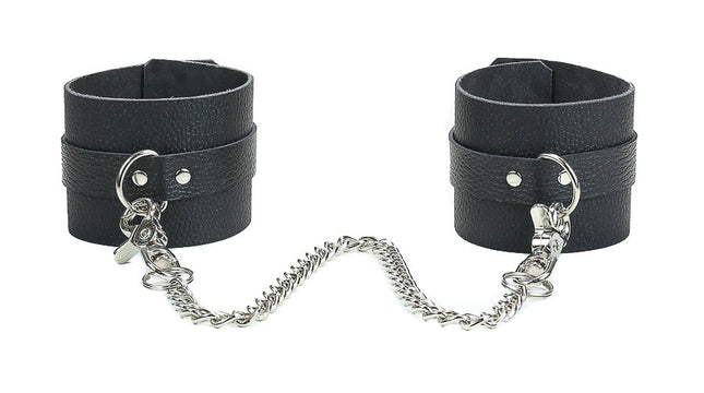 FMH102BF 3" WIDE BUFFALO LEATHER HANDCUFF WITH CHAIN