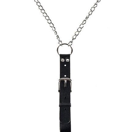 FMN118 NIPPLE CLAMPS WITH LEATHER EXTENDER AND COCK RING