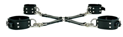 FMS101LEATHER  FOUR WAY LARGE D RING RESTRAINTS ANKLE AND WRIST GENUINE LEATHER