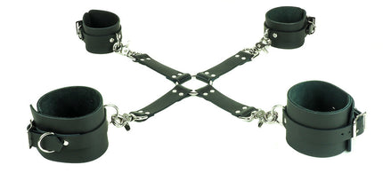 FMS102LEATHER  FOUR WAY WIDE D RING RESTRAINTS ANKLE AND WRIST GENUINE LEATHER