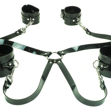 FMS103VN-BLK  FOUR WAYLONG LEASH D RING RESTRAINTS ANKLE AND WRIST PVC