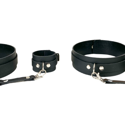FMS111  SET OF THIGH CUFF WITH SET OF HANDCUFF GENUINE LEATHER