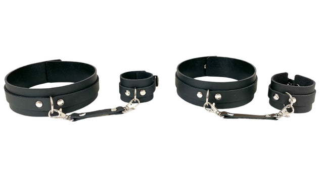 FMS111  SET OF THIGH CUFF WITH SET OF HANDCUFF GENUINE LEATHER