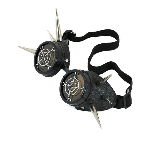 G248 2" TALL SPIKE LEATHER SIDED GRILLED GOGGLES