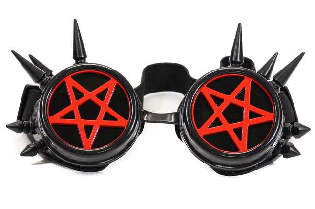 G253 SPIKED GOGGLES WITH PENTAGRAM