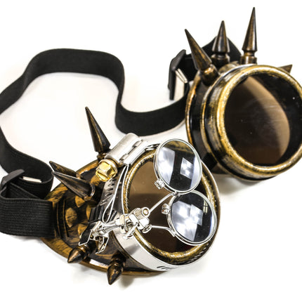 G304BRS 16X LOUPE BRASS SPIKE GOGGLES COLORED LENS