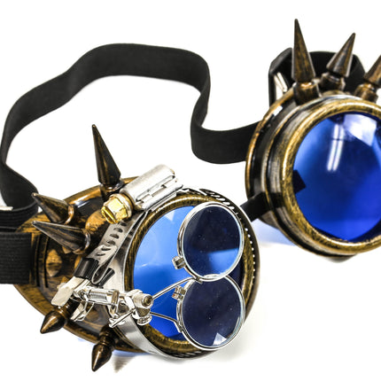 G304BRS 16X LOUPE BRASS SPIKE GOGGLES COLORED LENS