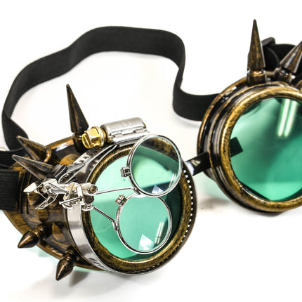 G304BRS 16X LOUPE BRASS SPIKE GOGGLES COLORED LENS