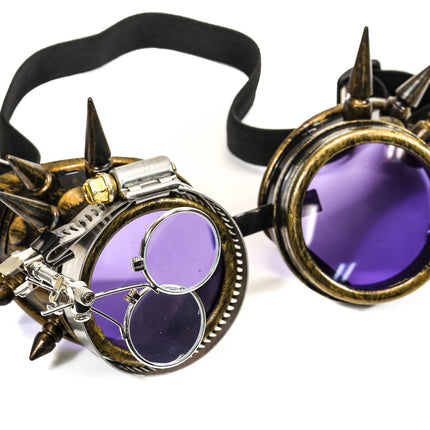 G304BRS 16X LOUPE BRASS SPIKE GOGGLES COLORED LENS